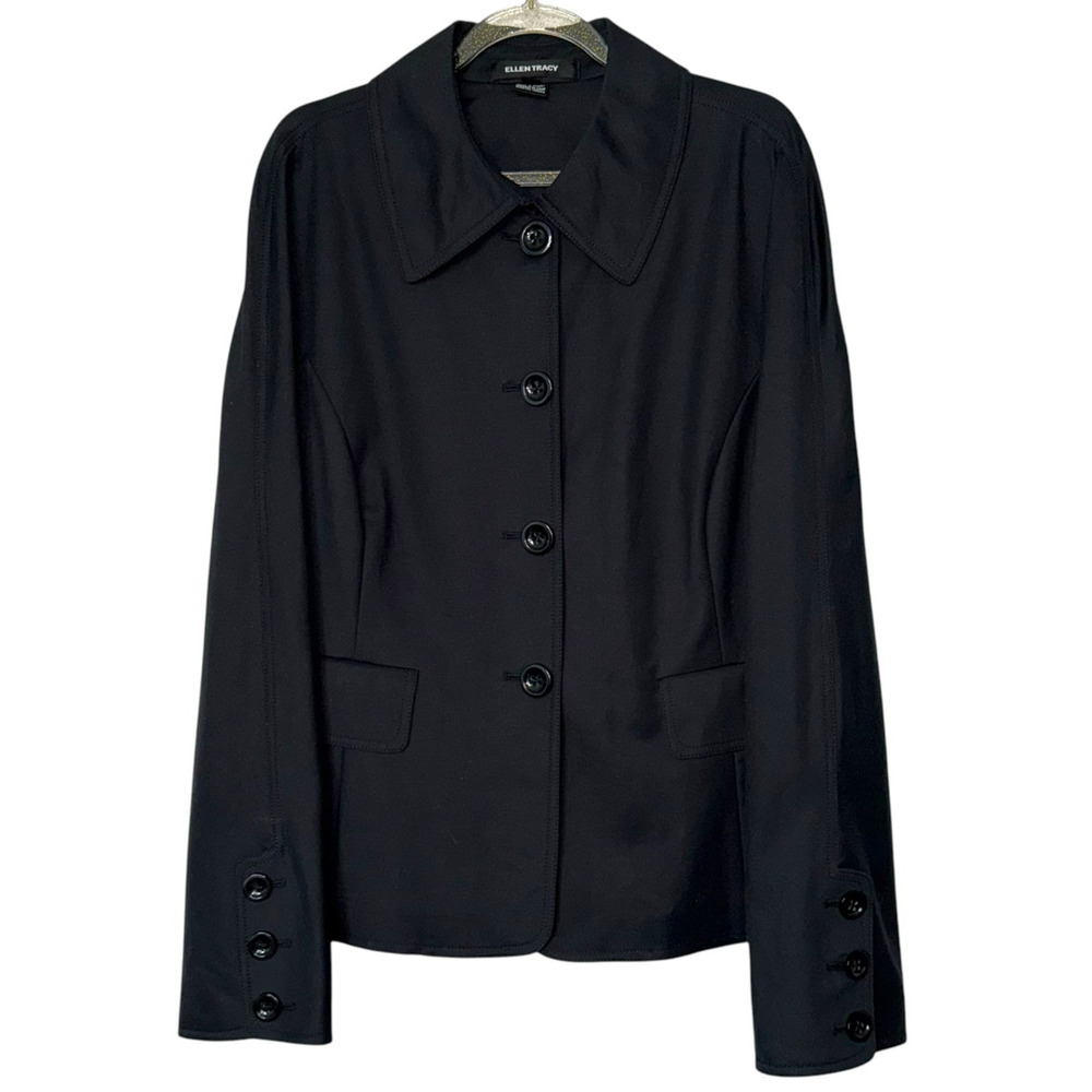 Vintage Collared Black Jacket, Lightweight Coat, Women’s Size 10